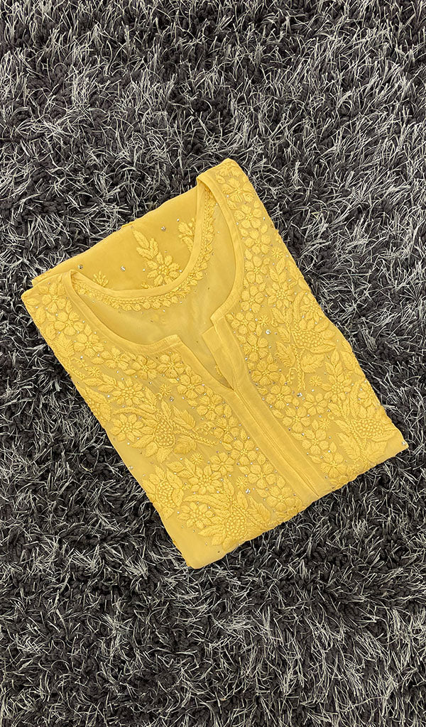 Aaliya Women's Lucknowi Handcrafted Crepe Chikankari Kurti  - HONC0168770
