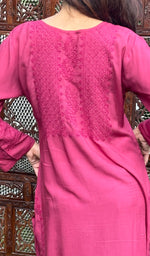 Load image into Gallery viewer, Rooh Women's Lucknowi Handcrafted Modal Cotton Chikankari Kurti - HONC0236887