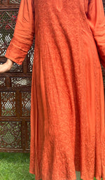 Load image into Gallery viewer, Women's Lucknowi Handcrafted Muslin Chikankari Kurti - HONC0229240