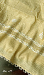 Load image into Gallery viewer, Women's Lakhnavi Handcrafted Mul Chanderi Semi - Stitched Kurta And Dupatta Set - HONC0198755