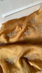 Load image into Gallery viewer, Women's Lakhnavi Handcrafted Pure Organza Chikankari Unstitched Kurta And Dupatta Set- HONC0309148