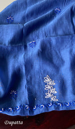 Load image into Gallery viewer, Saziya Women's Lakhnavi Handcrafted Mul Chanderi Semi - Stitched Kurta And Dupatta Set - HONC0243858