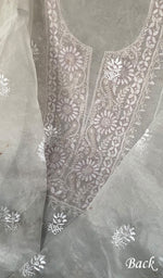 Load image into Gallery viewer, Women's Lakhnavi Handcrafted Organza Chikankari Semi - Stitched Kurta And Dupatta Set- HONC0237689