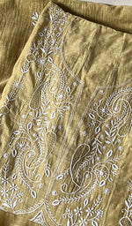 Load image into Gallery viewer, Women's Lakhnavi Handcrafted Linen Cotton Semi -Stitched Anarkali And Dupatta Set - HONC0246480