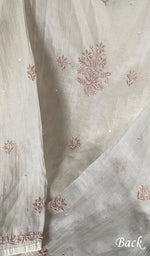 Load image into Gallery viewer, Saziya Women's Lakhnavi Handcrafted Mul Chanderi Semi - Stitched Kurta And Dupatta Set - HONC0230869