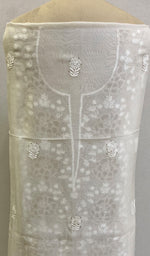 Load image into Gallery viewer, Women's Lakhnavi Handcrafted Pure Organza Chikankari Unstitched Kurta And Dupatta Set- HONC0222853