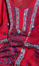 Load image into Gallery viewer, Aaliyah Women's Lakhnavi Handcrafted Mul Chanderi Semi - Stitched Kurta And Dupatta Set - HONC0260914