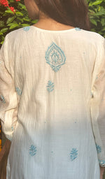 Load image into Gallery viewer, Saziya Women's Lakhnavi Handcrafted Mul Chanderi Chikankari Kurta, Dupatta And Pant Set - HONC0229958
