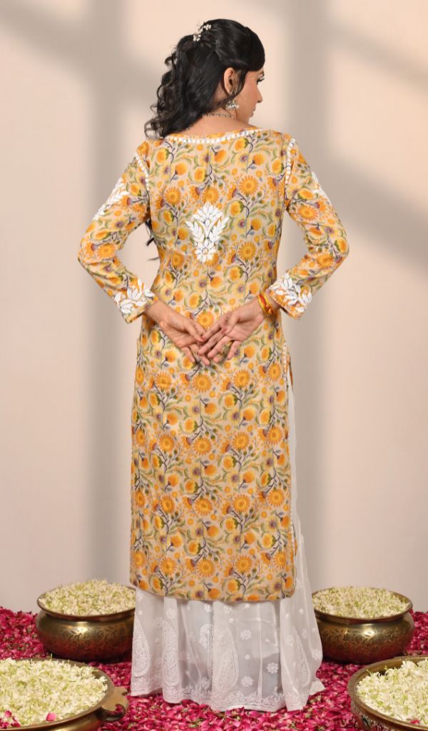 Zainish Women's Lucknowi Handcrafted Mul Cotton Chikankari Kurti - HONC0120069