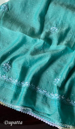 将图像加载到图库查看器中, Shirin Women's Lakhnavi Handcrafted Mul Chanderi Semi - Stitched Kurta And Dupatta Set - HONC0239058