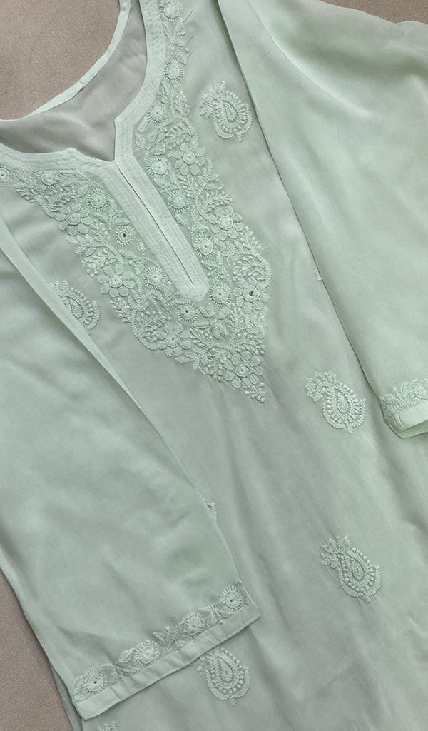 Faiza Women's Lucknowi Handcrafted Modal Cotton Chikankari Kurti - HONC0225827
