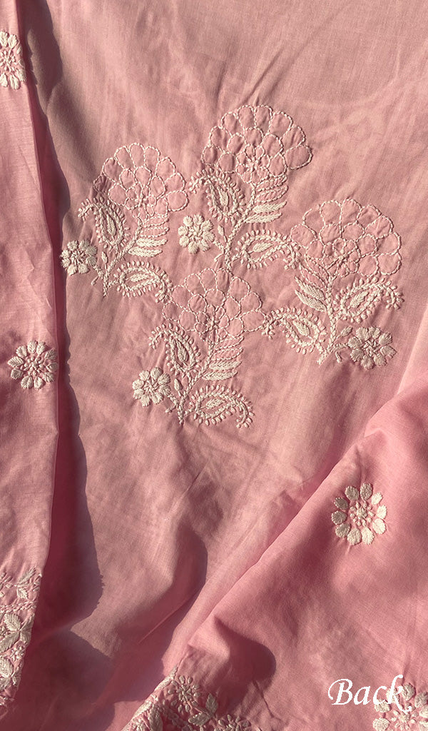 Cotton Pink Women's Lakhnavi Handcrafted Cotton Chikankari Semi