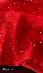 将图像加载到图库查看器中, Marifa Women's Lakhnavi Handcrafted Pure Organza Chikankari Semi - Stitched Kurta And Dupatta Set - HONC0186598