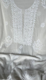 将图像加载到图库查看器中, Women's Lakhnavi Handcrafted Modal Cotton Chikankari Unstitched Kurti Fabric - HONC0242112