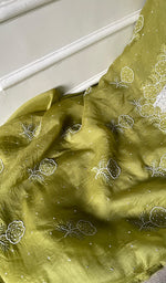 将图像加载到图库查看器中, Women's Lakhnavi Handcrafted Pure Organza Chikankari Unstitched Kurta And Dupatta Set- HONC0295579