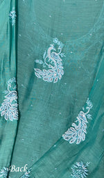 将图像加载到图库查看器中, Shirin Women's Lakhnavi Handcrafted Mul Chanderi Semi - Stitched Kurta And Dupatta Set - HONC0239058