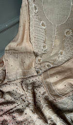 Load image into Gallery viewer, Fauzia Women's Lakhnavi Handcrafted Mul Chanderi Semi - Stitched Kurta And Dupatta Set - HONC0319602