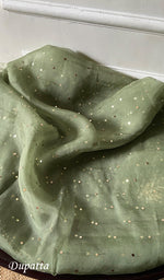 将图像加载到图库查看器中, Marifa Women's Lakhnavi Handcrafted Pure Organza Chikankari Unstitched Kurta And Dupatta Set- HONC0304083