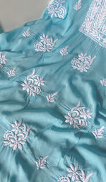 将图像加载到图库查看器中, Simran Women's Lakhnavi Handcrafted Modal Cotton Chikankari Unstitched Kurti Fabric - HONC0261069