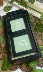 Load image into Gallery viewer, Handcrafted Chikankari Tray with Two Coasters – Wooden Frame - HONC0313525