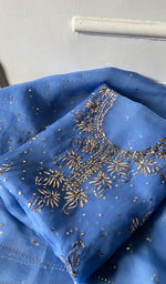 Load image into Gallery viewer, Marifa Women's Lakhnavi Handcrafted Pure Organza Chikankari Unstitched Kurta And Dupatta Set- HONC0362255