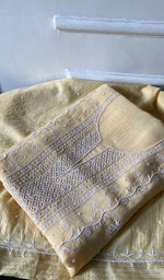 Load image into Gallery viewer, Women's Lakhnavi Handcrafted Unstitched Mul Chanderi Kurta And Dupatta Set - HONC0343241