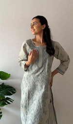 Load image into Gallery viewer, Women's Lakhnavi Handcrafted Cotton Chikankari Kurti - HONC0379475