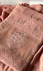 将图像加载到图库查看器中, Women's Lakhnavi Handcrafted Viscose Georgette Chikankari Full Suit Material - HONC0299908