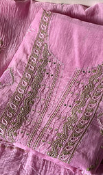 Load image into Gallery viewer, Women's Lakhnavi Handcrafted Mul Chanderi Unstitched Kurta And Dupatta Set - HONC0254132