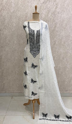 Load image into Gallery viewer, Titlee Women's Lakhnavi Handcrafted Mul Chanderi Unstitched Kurta And Dupatta Set - HONC0288847