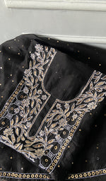 Load image into Gallery viewer, Women's Lakhnavi Handcrafted Pure Organza Silk Chikankari Unstitched Full Suit Material - HONC0313611