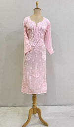 Load image into Gallery viewer, Aaliya Women's Lucknowi Handcrafted Crepe Chikankari Kurti - HONC0193271