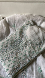 Load image into Gallery viewer, Saziya Women's Lakhnavi Handcrafted Mul Chanderi Semi - Stitched Kurta And Dupatta Set - HONC0357405