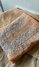 Load image into Gallery viewer, Jazba Women's Lakhnavi Handcrafted Mul Chanderi Unstitched Kurta And Dupatta Set - HONC0339838