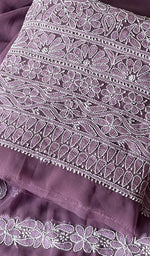 将图像加载到图库查看器中, Women's Lucknowi Handcrafted Faux-Georgette Chikankari Suit Material - HONC0263412