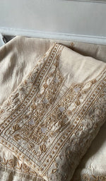 Load image into Gallery viewer, Women's Lakhnavi Handcrafted Unstitched Munga Silk Chikankari Kurta And Dupatta Set- HONC0341511