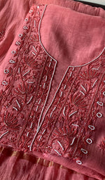 将图像加载到图库查看器中, Women's Lucknowi Handcrafted Chanderi Silk Chikankari Full Suit Material - HONC0260961