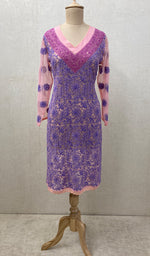 Load image into Gallery viewer, Women's Lakhnavi Handcrafted Baby Pink Faux-Georgette Chikankari Kurti - NC065814