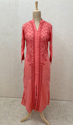 Load image into Gallery viewer, Women's Lakhnavi Handcrafted Pink Cotton Chikankari Kurti - NC068823