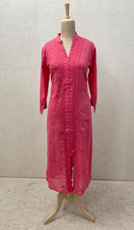 Load image into Gallery viewer, Lakhnavi Handcrafted Coral Pink Cotton Chikankari Kurti - NC068847