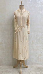 Load image into Gallery viewer, Women's Lakhnavi Handcrafted Beige Modal Cotton Chikankari Kurti - HONC011820
