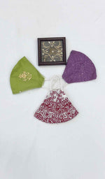 Load image into Gallery viewer, لکھنوی ہاتھ سے تیار شدہ چکنکاری ماسک (3 کا پیک) - NC0M773