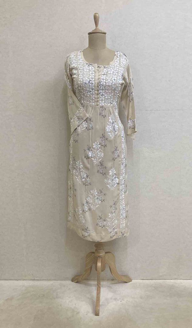 Women's Lucknowi Handcrafted Modal Cotton Chikankari Dress - HONC034033