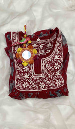 Load image into Gallery viewer, Women's Lakhnavi Handcrafted Printed Faux-Georgette Chikankari Gown - HONC048307