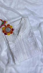 Load image into Gallery viewer, Sufi Women's Lucknowi Handcrafted Chanderi Silk Chikankari Kurti - HONC041949