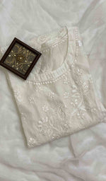 Load image into Gallery viewer, Women's Lucknowi Handcrafted Kota Chanderi Chikankari Top - HONC044115