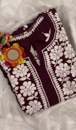 Load image into Gallery viewer, Women's Lucknowi Handcrafted Cotton Chikankari Dress - HONC060141