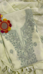 Load image into Gallery viewer, Women's Lakhnavi Handcrafted Viscose Georgette Chikankari Kurta And Dupatta Set - HONC042708