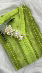 Load image into Gallery viewer, Bareeka Women's Lakhnavi Handcrafted Faux-Georgette Chikankari Anarkali Dress - HONC041795