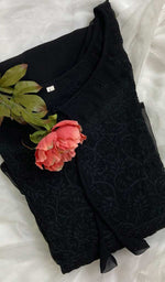 Load image into Gallery viewer, Black Color Georgette Chikankari Anarkali Dress